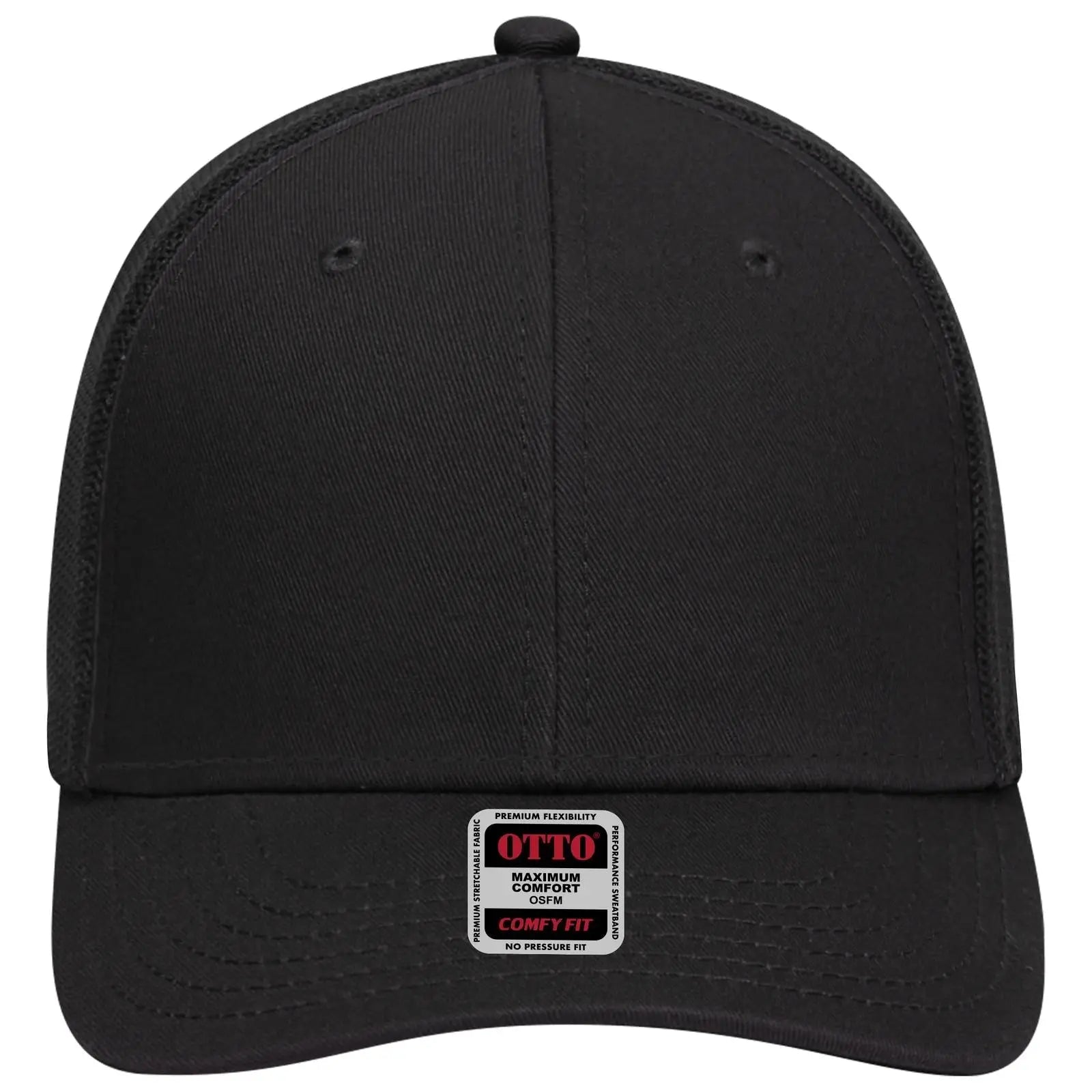 OTTO 83-1299 ’OTTO Comfy Fit’ 6 Panel Low Profile Mesh Back Trucker Cap - Black - Black / 6 1/2’’ - 7 5/8’’