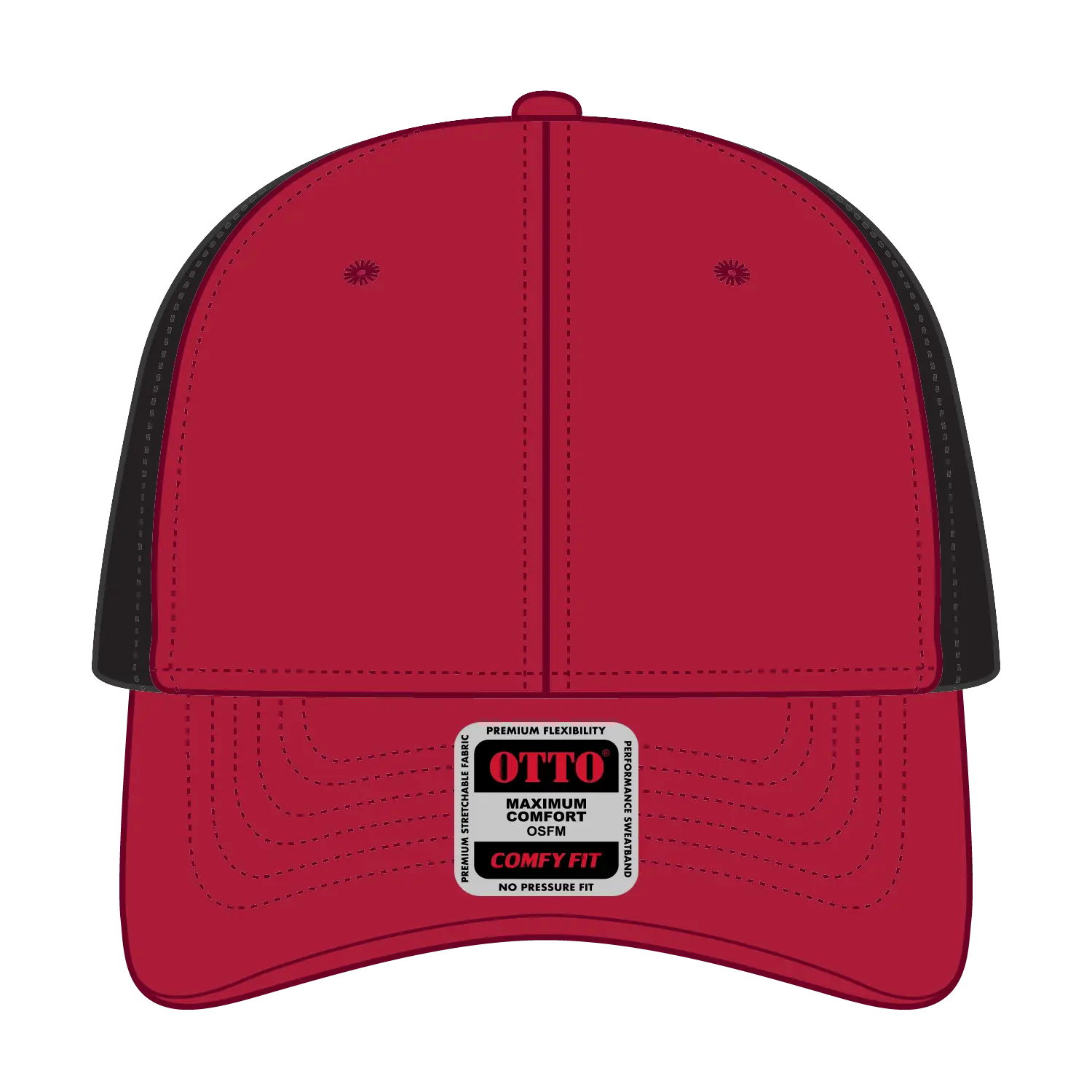 OTTO 83-1299 ’OTTO Comfy Fit’ 6 Panel Low Profile Mesh Back Trucker Cap - Red/Red/Blk - Red/Red/Blk / 6 1/2’’ - 7 5/8’’