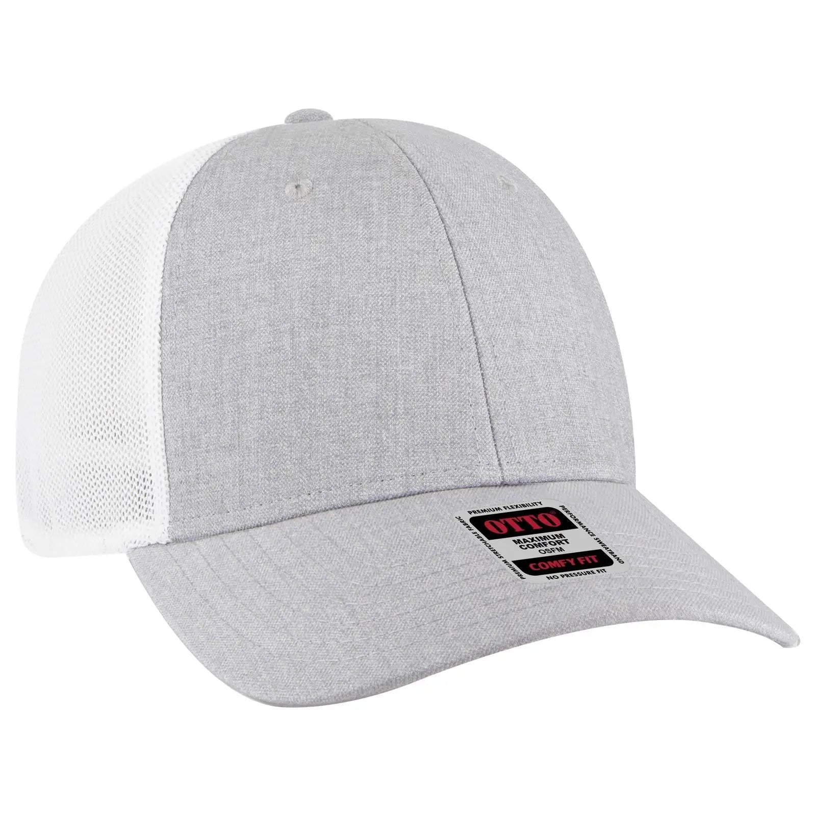 OTTO 83-1299 ’OTTO Comfy Fit’ 6 Panel Low Profile Mesh Back Trucker Cap - HeatherGray/HeatherGray/White
