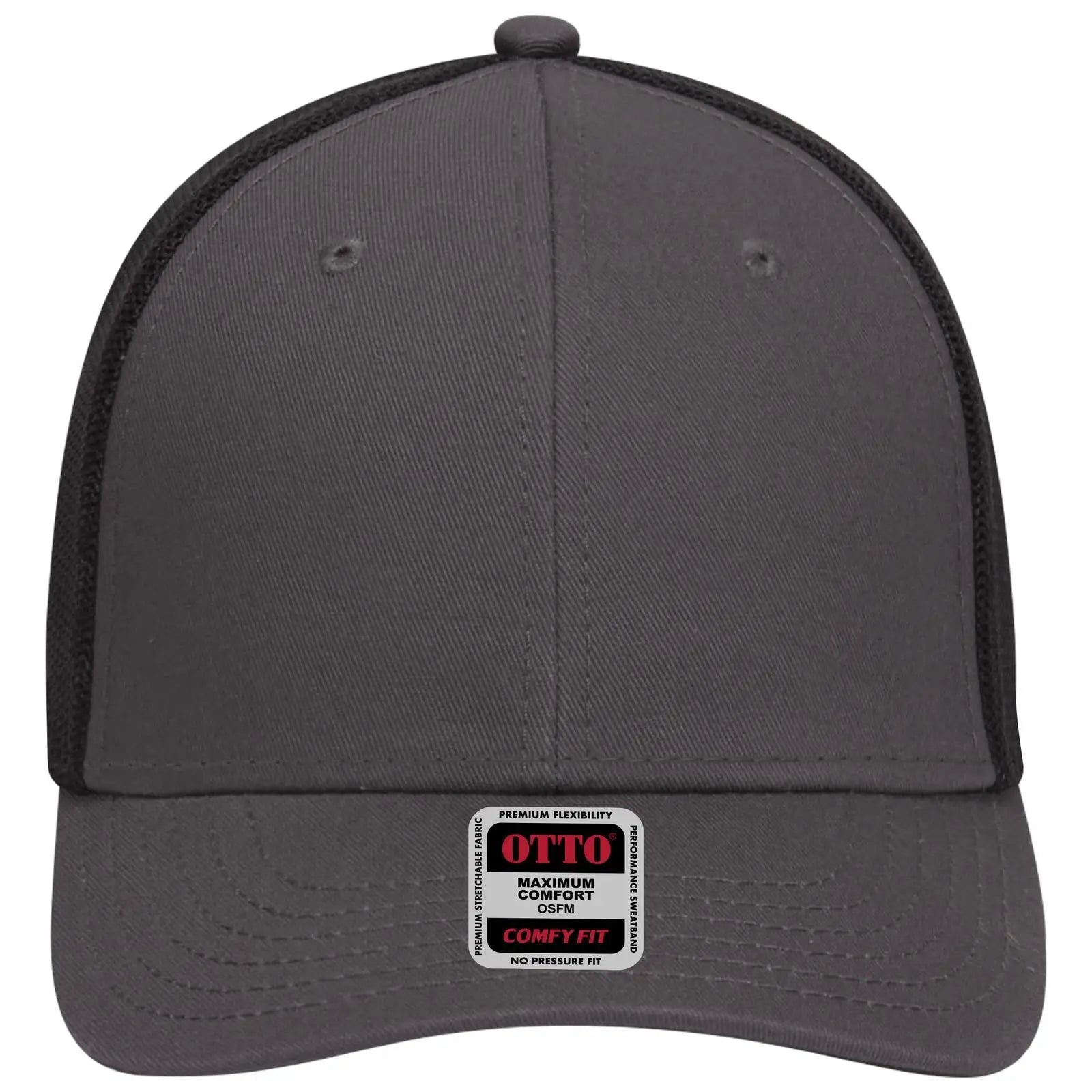 OTTO 83-1299 ’OTTO Comfy Fit’ 6 Panel Low Profile Mesh Back Trucker Cap - Ch.Gry/Ch.Gry/Blk - Ch.Gry/Ch.Gry/Blk / 6