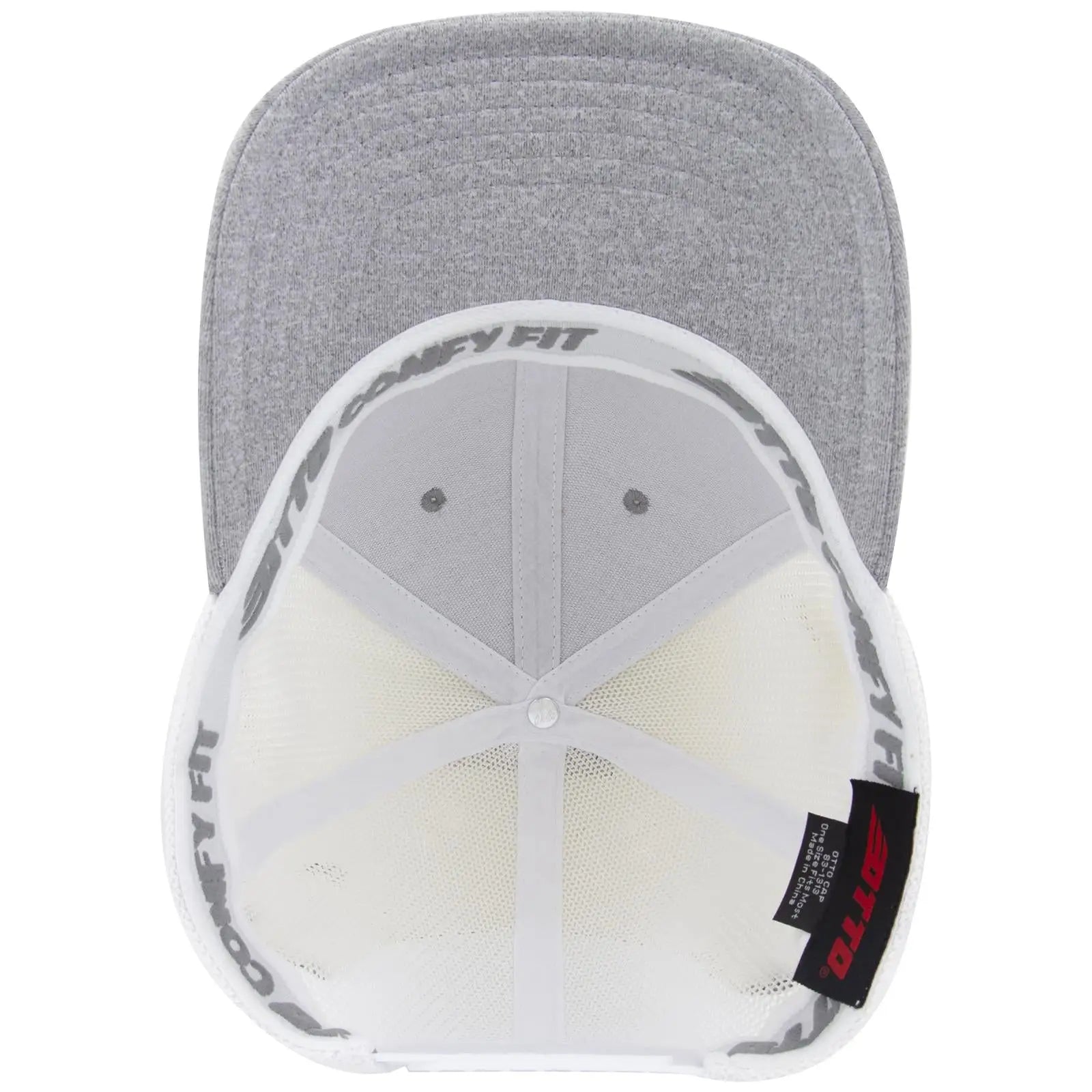 OTTO 83-1299 ’OTTO Comfy Fit’ 6 Panel Low Profile Mesh Back Trucker Cap - HeatherGray/HeatherGray/White