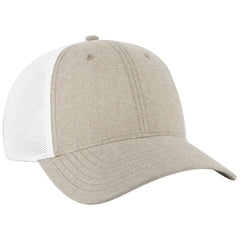 OTTO 83-1299 ’OTTO Comfy Fit’ 6 Panel Low Profile Mesh Back Trucker Cap - Khk/Wht - Khk/Wht / 6 1/2’’ - 7 5/8’’