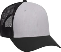 OTTO 83-1300 6 Panel Low Profile Mesh Back Trucker Hat - Black Heather Gray Black - Black Gray / One Size Fits Most
