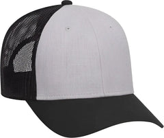 OTTO 83-1300 6 Panel Low Profile Mesh Back Trucker Hat - Black Heather Gray Black - Black Gray / One Size Fits Most