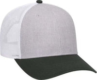 OTTO 83-1300 6 Panel Low Profile Mesh Back Trucker Hat - DarkGreen Heather Gray White - Khaki White / One Size Fits Most