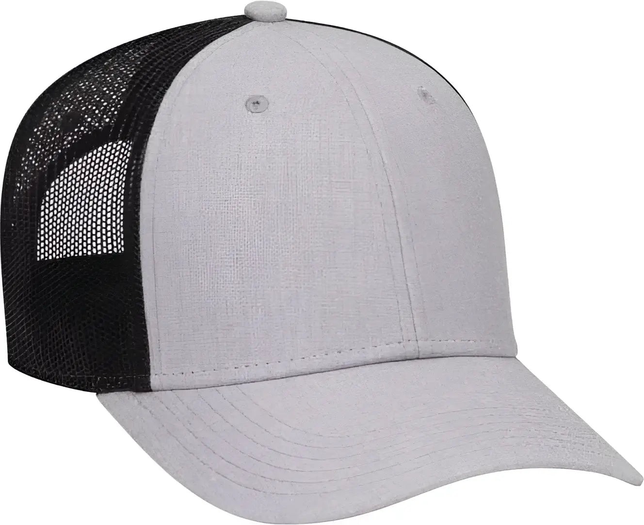OTTO 83-1300 6 Panel Low Profile Mesh Back Trucker Hat - Heather Gray Heather Gray Black - Gray Black / One Size Fits