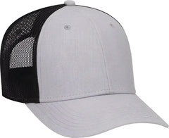 OTTO 83-1300 6 Panel Low Profile Mesh Back Trucker Hat - Heather Gray Heather Gray Black - Gray Black / One Size Fits