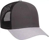 OTTO 83-1300 6 Panel Low Profile Mesh Back Trucker Hat - Heather Gray Gray Black - Gray Black / One Size Fits Most