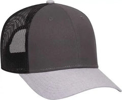 OTTO 83-1300 6 Panel Low Profile Mesh Back Trucker Hat - Heather Gray Gray Black - Gray Black / One Size Fits Most