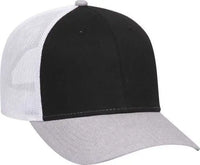 OTTO 83-1300 6 Panel Low Profile Mesh Back Trucker Hat - Heather Gray Black White - Gray Black / One Size Fits Most