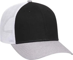 OTTO 83-1300 6 Panel Low Profile Mesh Back Trucker Hat - Heather Gray Black White - Gray Black / One Size Fits Most