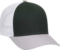OTTO 83-1300 6 Panel Low Profile Mesh Back Trucker Hat - Heather Gray DarkGreen White - Gray White / One Size Fits Most
