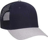 OTTO 83 1300 6 Panel Low Profile Mesh Back Trucker Hat Heather Gray Navy Navy Gray Navy / One Size Fits Most