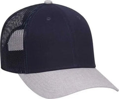 OTTO 83 1300 6 Panel Low Profile Mesh Back Trucker Hat Heather Gray Navy Navy Gray Navy / One Size Fits Most