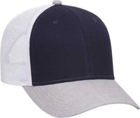 OTTO 83-1300 6 Panel Low Profile Mesh Back Trucker Hat - Heather Gray Navy White - Gray Navy / One Size Fits Most