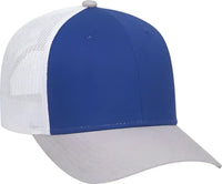 OTTO 83-1300 6 Panel Low Profile Mesh Back Trucker Hat - Heather Gray Royal White - Gray Royal / One Size Fits Most