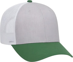 OTTO 83-1300 6 Panel Low Profile Mesh Back Trucker Hat - Kelly Heather Gray White - Kelly White / One Size Fits Most