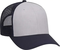 OTTO 83 1300 6 Panel Low Profile Mesh Back Trucker Hat Navy Heather Gray Navy Navy Gray / One Size Fits Most
