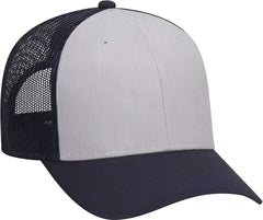 OTTO 83 1300 6 Panel Low Profile Mesh Back Trucker Hat Navy Heather Gray Navy Navy Gray / One Size Fits Most