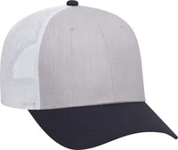 OTTO 83-1300 6 Panel Low Profile Mesh Back Trucker Hat - Navy Heather Gray White - Navy White / One Size Fits Most