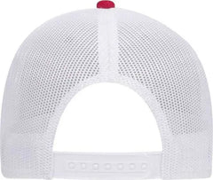 OTTO 83-1300 6 Panel Low Profile Mesh Back Trucker Hat - Red Heather Gray White - Red White / One Size Fits Most