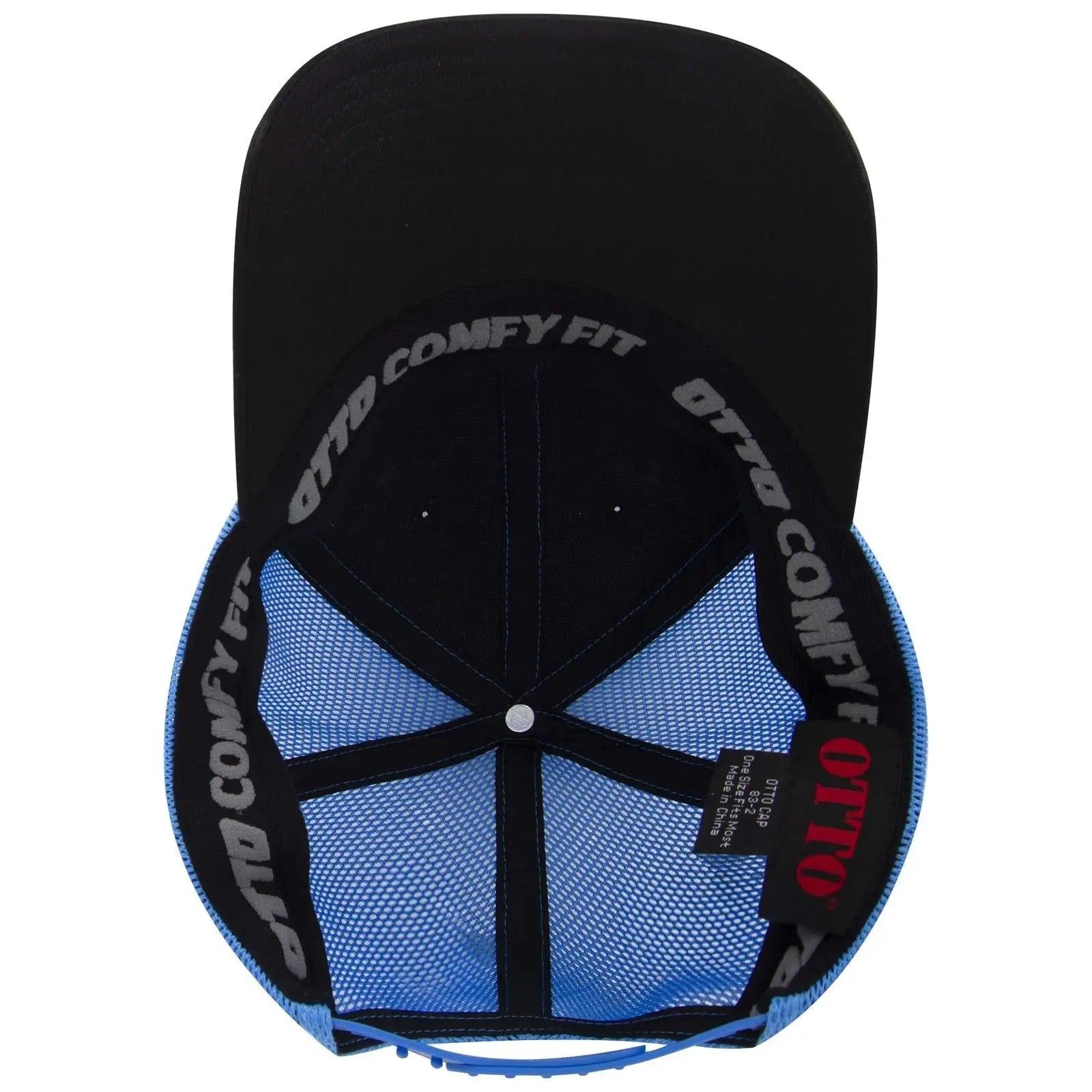 OTTO 83-2 ’OTTO Comfy Fit’ 6 Panel Low Profile Mesh Back Trucker Cap - Blk/Blk/N.Blue - Blk/Blk/N.Blue / 7 3/8’’ - 7
