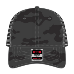 OTTO 83-2 ’OTTO Comfy Fit’ 6 Panel Low Profile Mesh Back Trucker Cap - Blk/Ch.Gry/Blk - Blk/Ch.Gry/Blk / 7 3/8’’ - 7