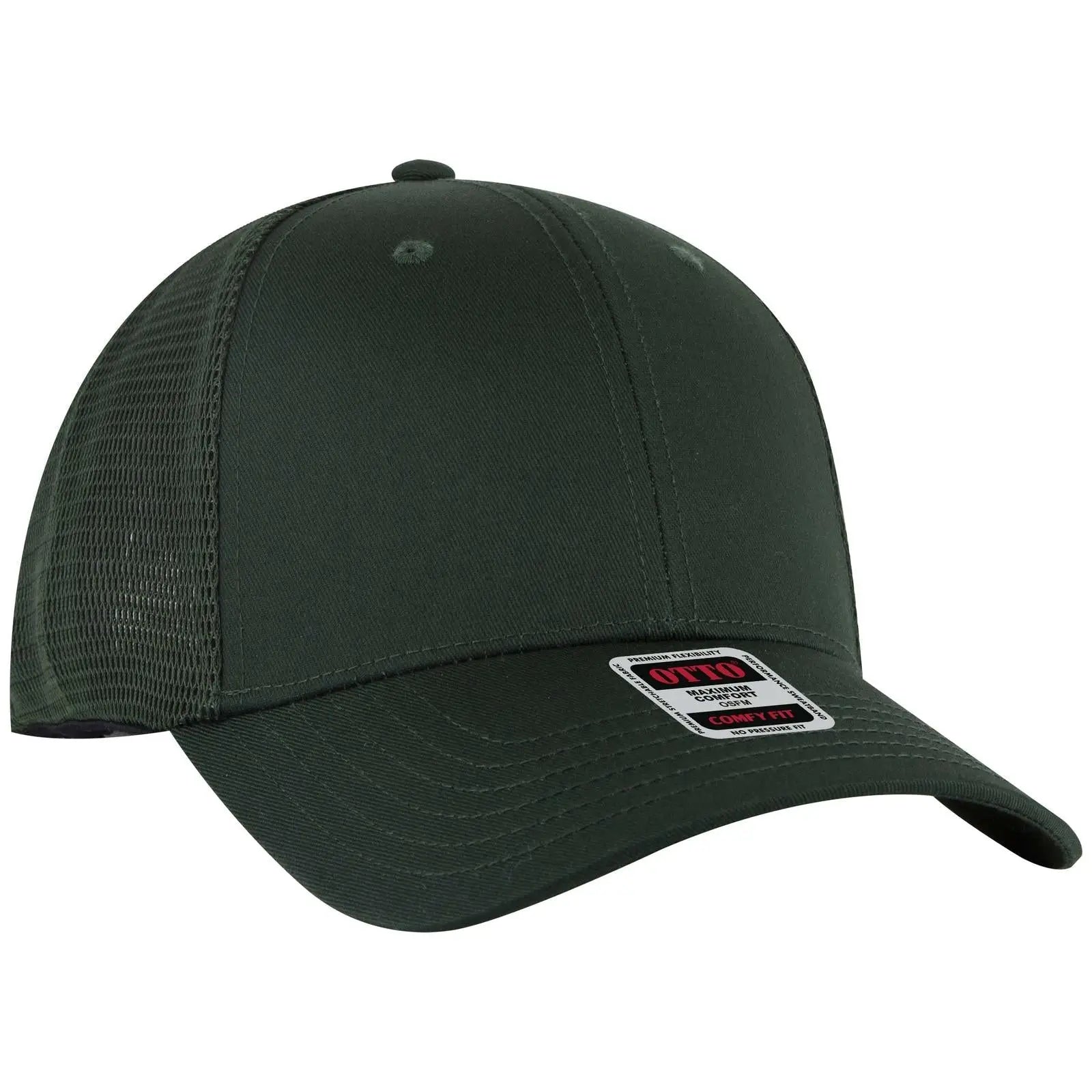 OTTO 83-2 ’OTTO Comfy Fit’ 6 Panel Low Profile Mesh Back Trucker Cap - Dk. Green - Dk. Green / 7 3/8’’ - 7 5/8’’