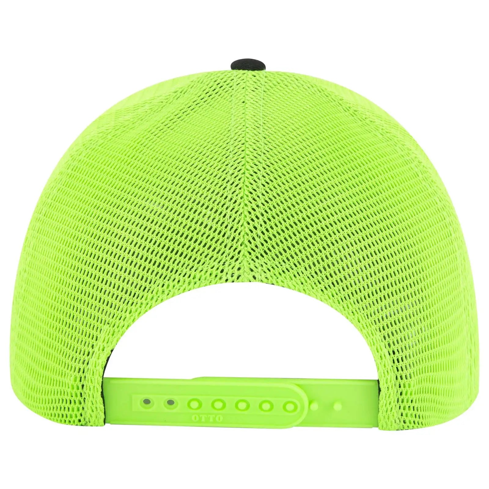 OTTO 83-2 ’OTTO Comfy Fit’ 6 Panel Low Profile Mesh Back Trucker Cap - Blk/Blk/N.Grn - Blk/Blk/N.Grn / 7 3/8’’ - 7 5/8’’