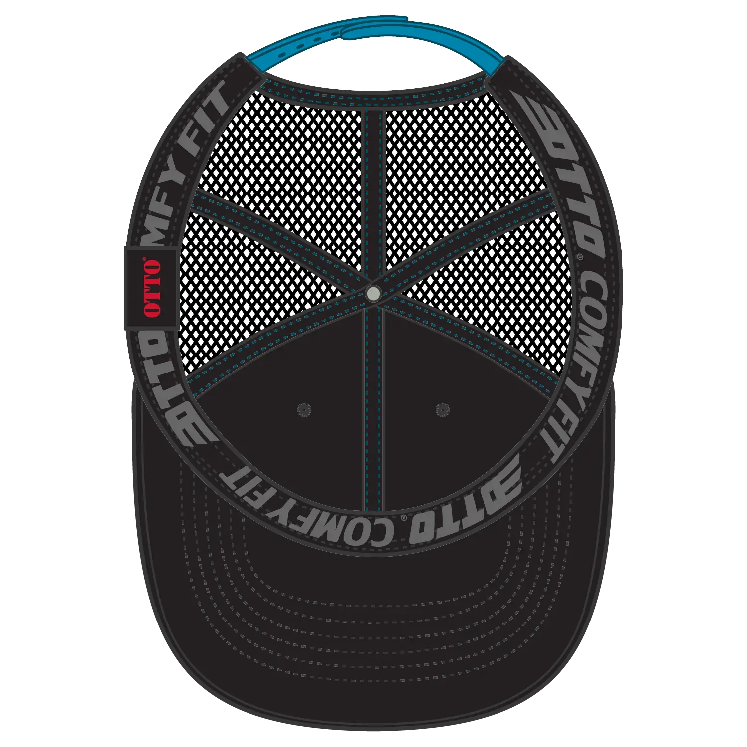 OTTO 83-2 ’OTTO Comfy Fit’ 6 Panel Low Profile Mesh Back Trucker Cap - Blk/Blk/N.Blue - Blk/Blk/N.Blue / 7 3/8’’ - 7