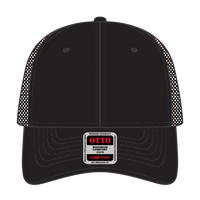 OTTO 83-2 ’OTTO Comfy Fit’ 6 Panel Low Profile Mesh Back Trucker Cap - Blk/Blk/Org - Blk/Blk/Org / 7 3/8’’ - 7 5/8’’