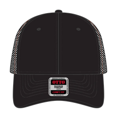 OTTO 83-2 ’OTTO Comfy Fit’ 6 Panel Low Profile Mesh Back Trucker Cap - Blk/Blk/Org - Blk/Blk/Org / 7 3/8’’ - 7 5/8’’