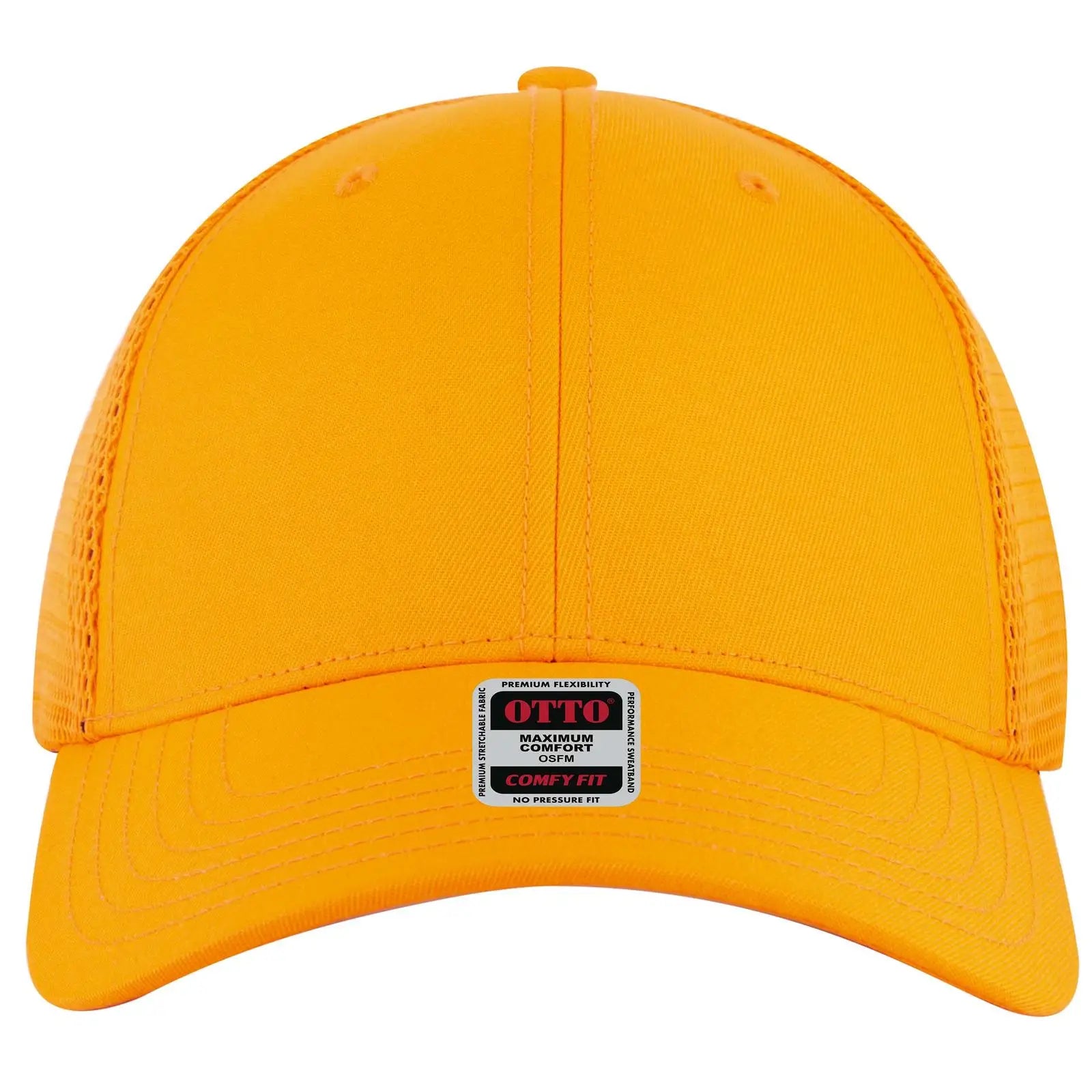 OTTO 83-2 ’OTTO Comfy Fit’ 6 Panel Low Profile Mesh Back Trucker Cap - N. Orange - N. Orange / 7 3/8’’ - 7 5/8’’