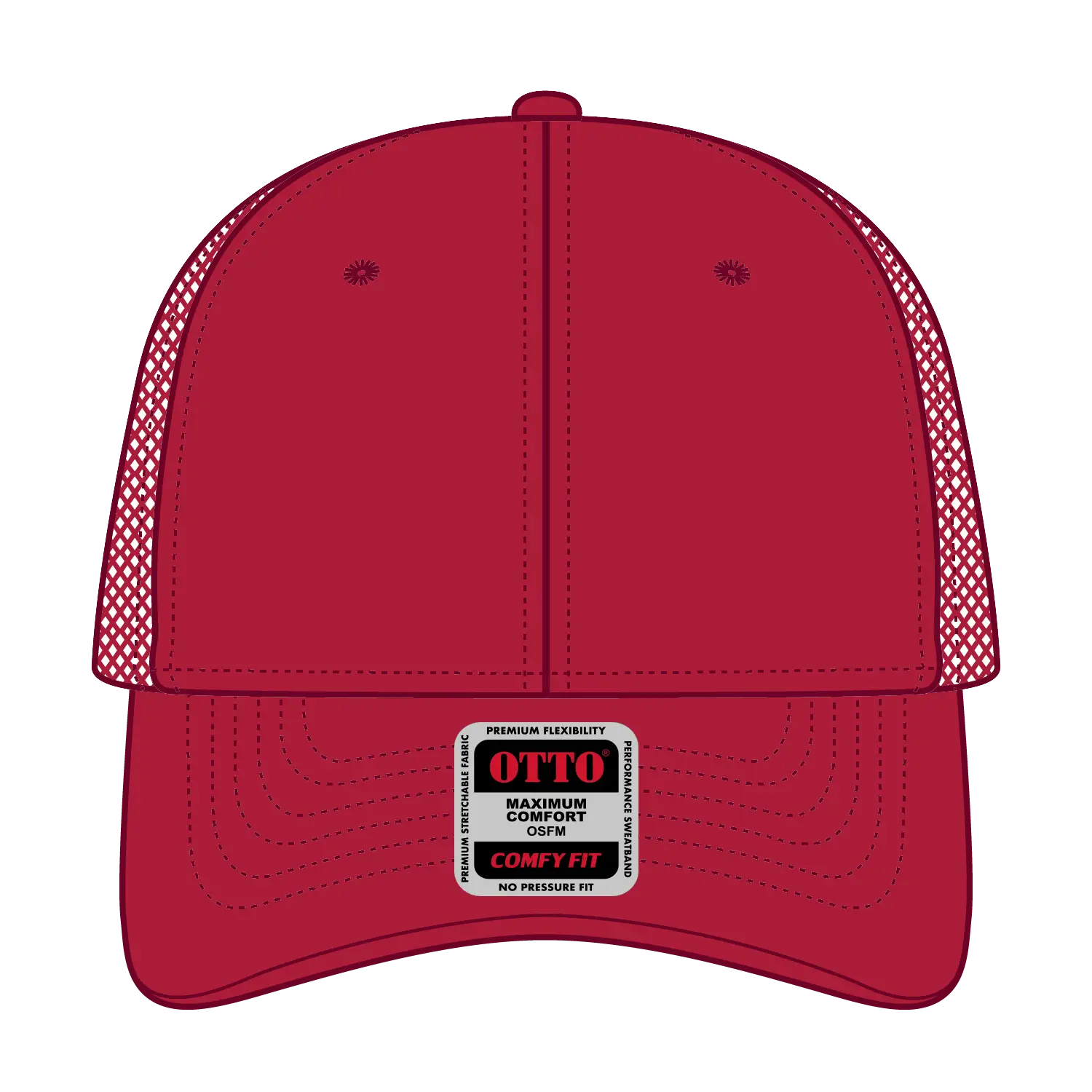 OTTO 83-2 ’OTTO Comfy Fit’ 6 Panel Low Profile Mesh Back Trucker Cap - Red - Red / 7 3/8’’ - 7 5/8’’
