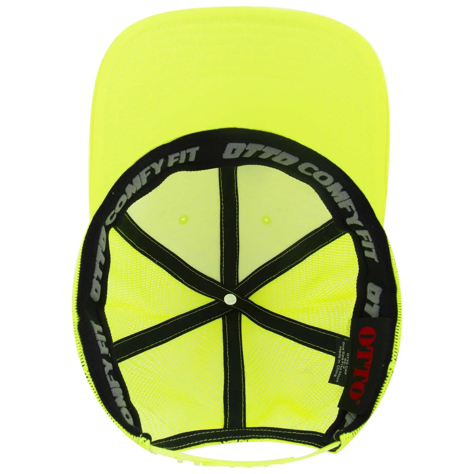 OTTO 83-2 ’OTTO Comfy Fit’ 6 Panel Low Profile Mesh Back Trucker Cap - N. Yellow - N. Yellow / 7 3/8’’ - 7 5/8’’