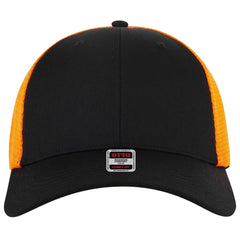 OTTO 83-2 ’OTTO Comfy Fit’ 6 Panel Low Profile Mesh Back Trucker Cap - Blk/Blk/N Org - Blk/Blk/N Org / 7 3/8’’ - 7 5/8’’