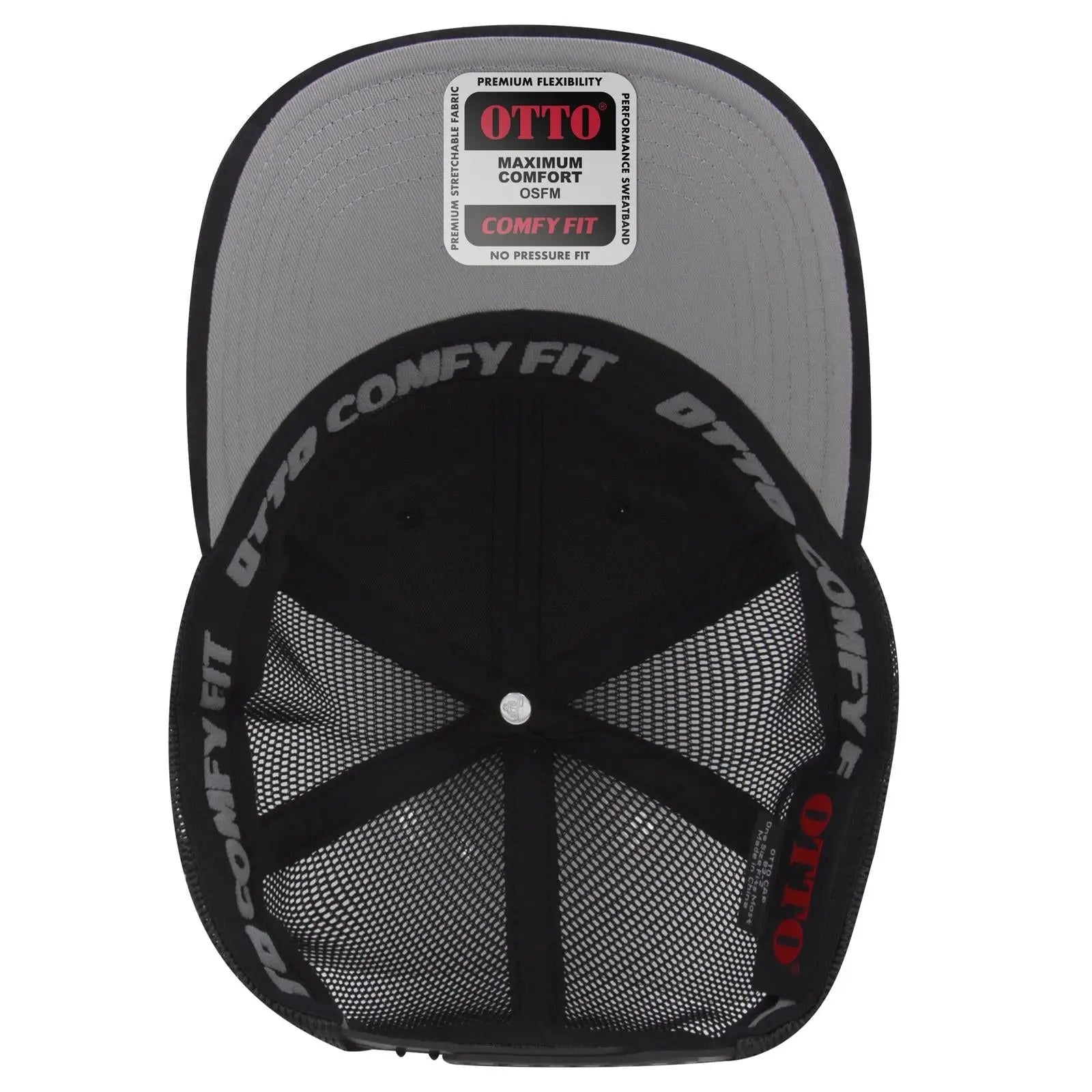 OTTO 83-2 ’OTTO Comfy Fit’ 6 Panel Low Profile Mesh Back Trucker Cap - Blk/Ch.Gry/Blk - Blk/Ch.Gry/Blk / 7 3/8’’ - 7