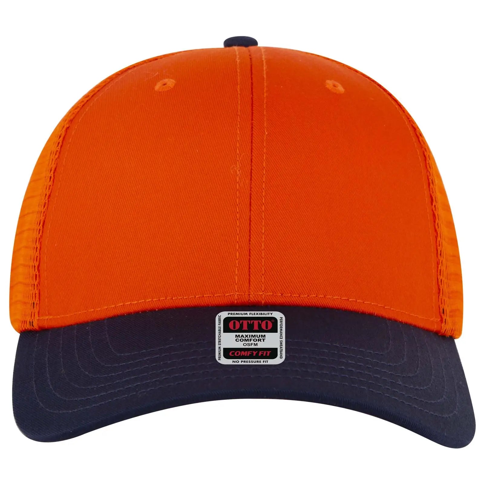 OTTO 83-2 ’OTTO Comfy Fit’ 6 Panel Low Profile Mesh Back Trucker Cap - Nvy/Org/Org - Nvy/Org/Org / 7 3/8’’ - 7 5/8’’
