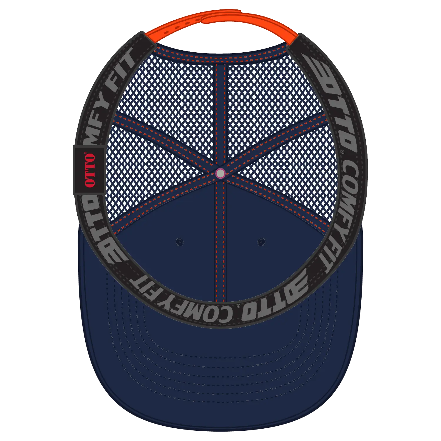 OTTO 83-2 ’OTTO Comfy Fit’ 6 Panel Low Profile Mesh Back Trucker Cap - Nvy/Nvy/Org - Nvy/Nvy/Org / 7 3/8’’ - 7 5/8’’