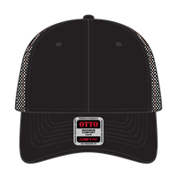 OTTO 83-2 ’OTTO Comfy Fit’ 6 Panel Low Profile Mesh Back Trucker Cap - Blk/Blk/N Org - Blk/Blk/N Org / 7 3/8’’ - 7 5/8’’