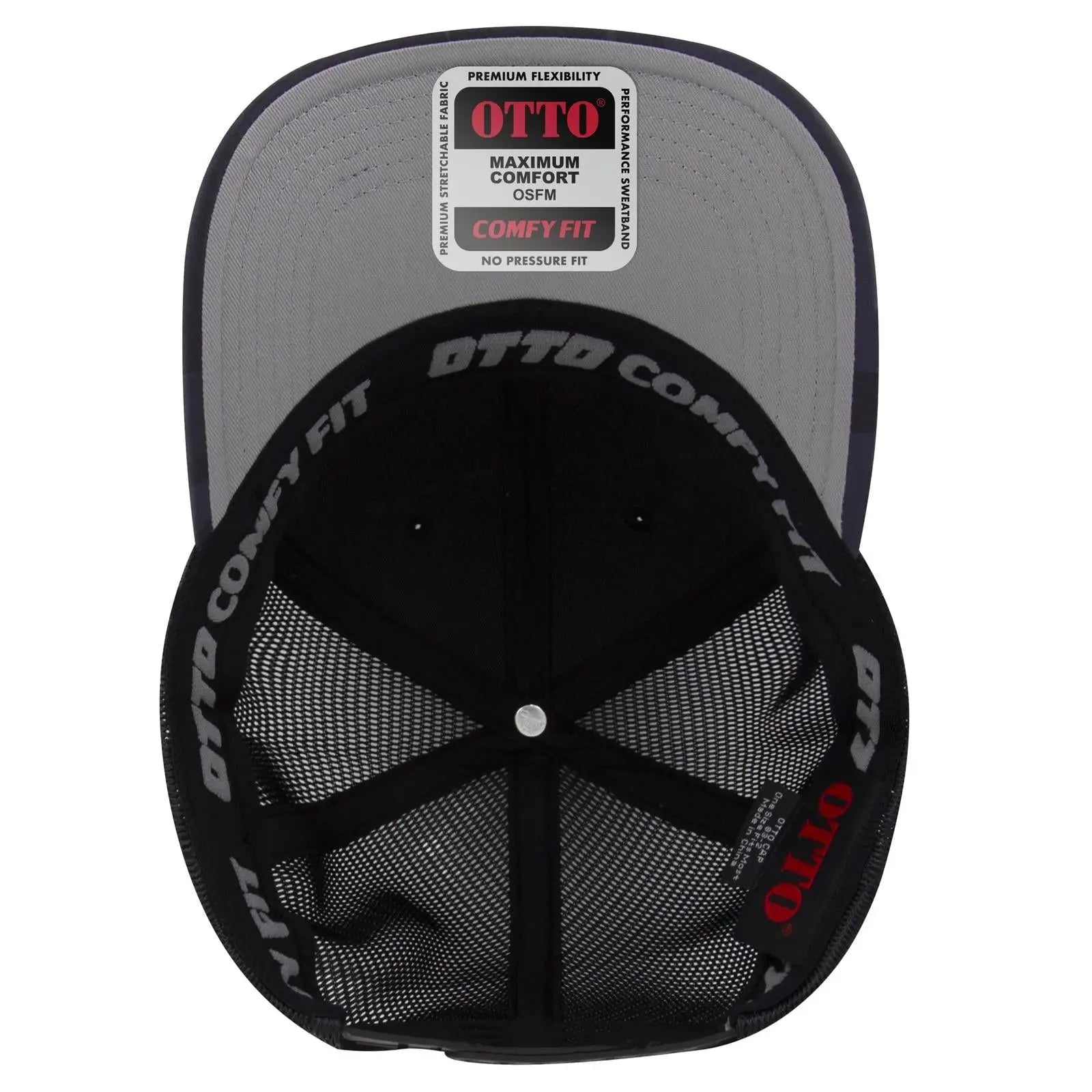 OTTO 83-2 ’OTTO Comfy Fit’ 6 Panel Low Profile Mesh Back Trucker Cap - Ch. Gry/Blk/Blk - Ch. Gry/Blk/Blk / 7 3/8’’ - 7