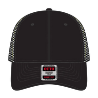 OTTO 83-2 ’OTTO Comfy Fit’ 6 Panel Low Profile Mesh Back Trucker Cap - Blk/Blk/N.Ylw - Blk/Blk/N.Ylw / 7 3/8’’ - 7 5/8’’