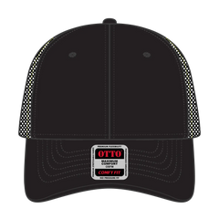 OTTO 83-2 ’OTTO Comfy Fit’ 6 Panel Low Profile Mesh Back Trucker Cap - Blk/Blk/N.Ylw - Blk/Blk/N.Ylw / 7 3/8’’ - 7 5/8’’