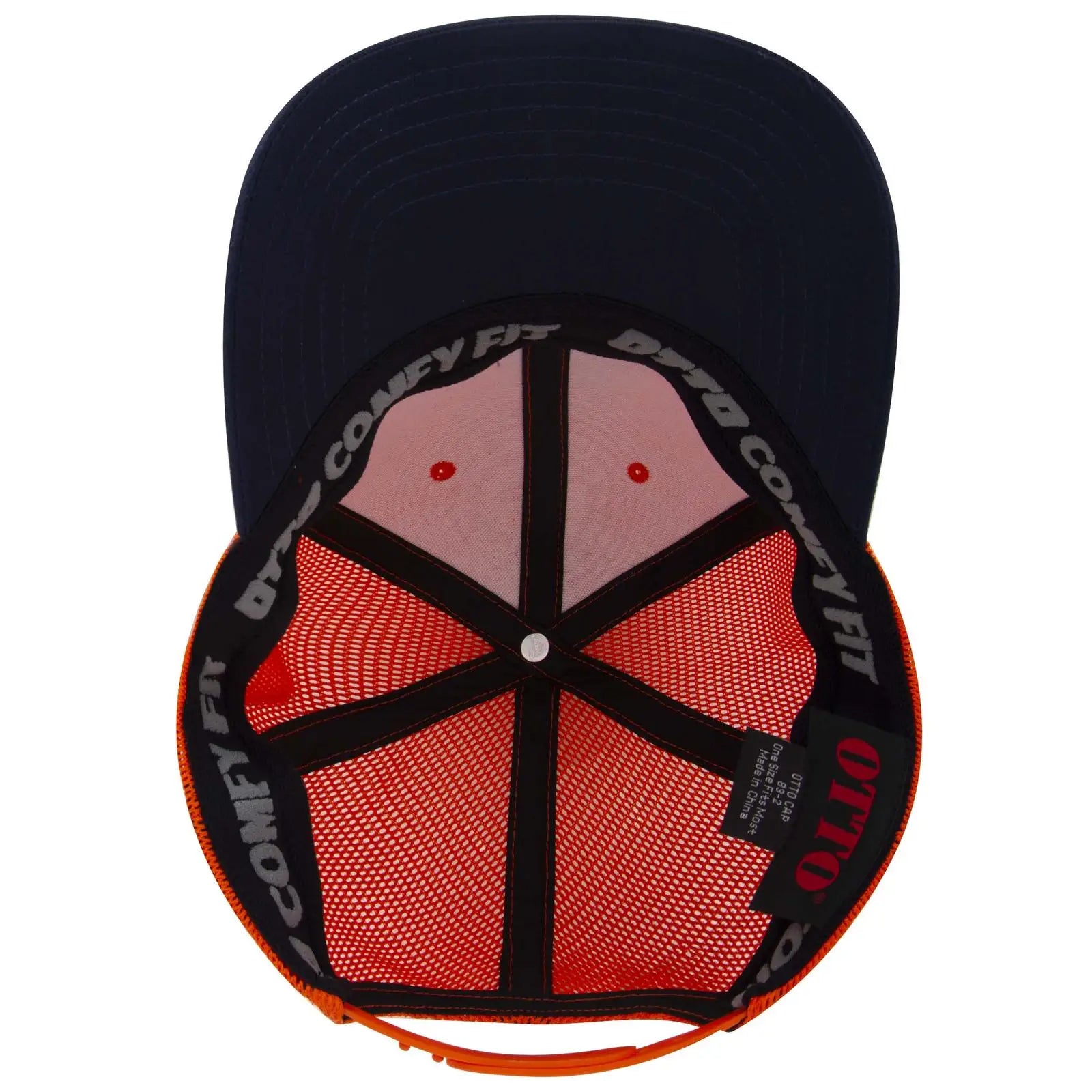 OTTO 83-2 ’OTTO Comfy Fit’ 6 Panel Low Profile Mesh Back Trucker Cap - Nvy/Org/Org - Nvy/Org/Org / 7 3/8’’ - 7 5/8’’