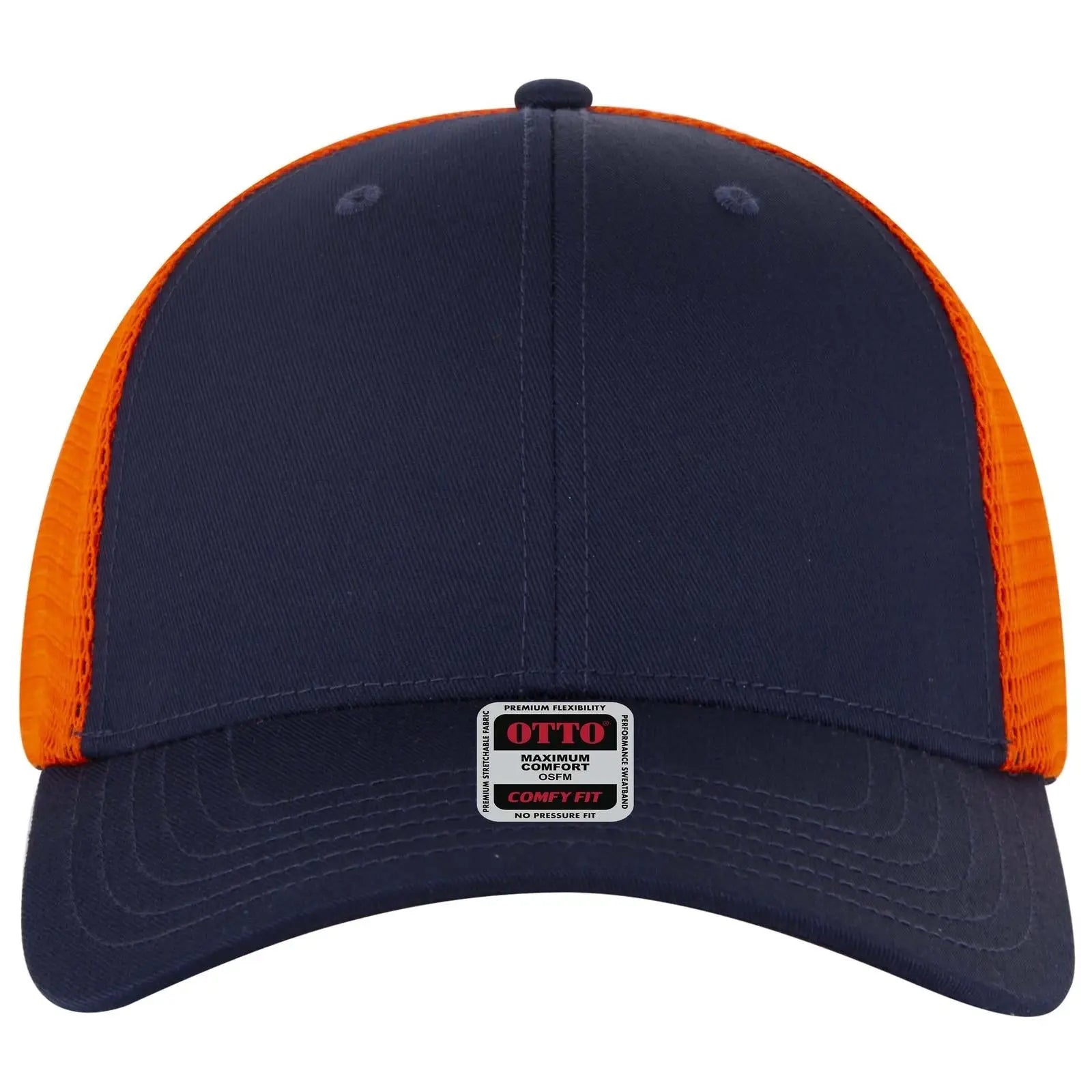 OTTO 83-2 ’OTTO Comfy Fit’ 6 Panel Low Profile Mesh Back Trucker Cap - Nvy/Nvy/Org - Nvy/Nvy/Org / 7 3/8’’ - 7 5/8’’