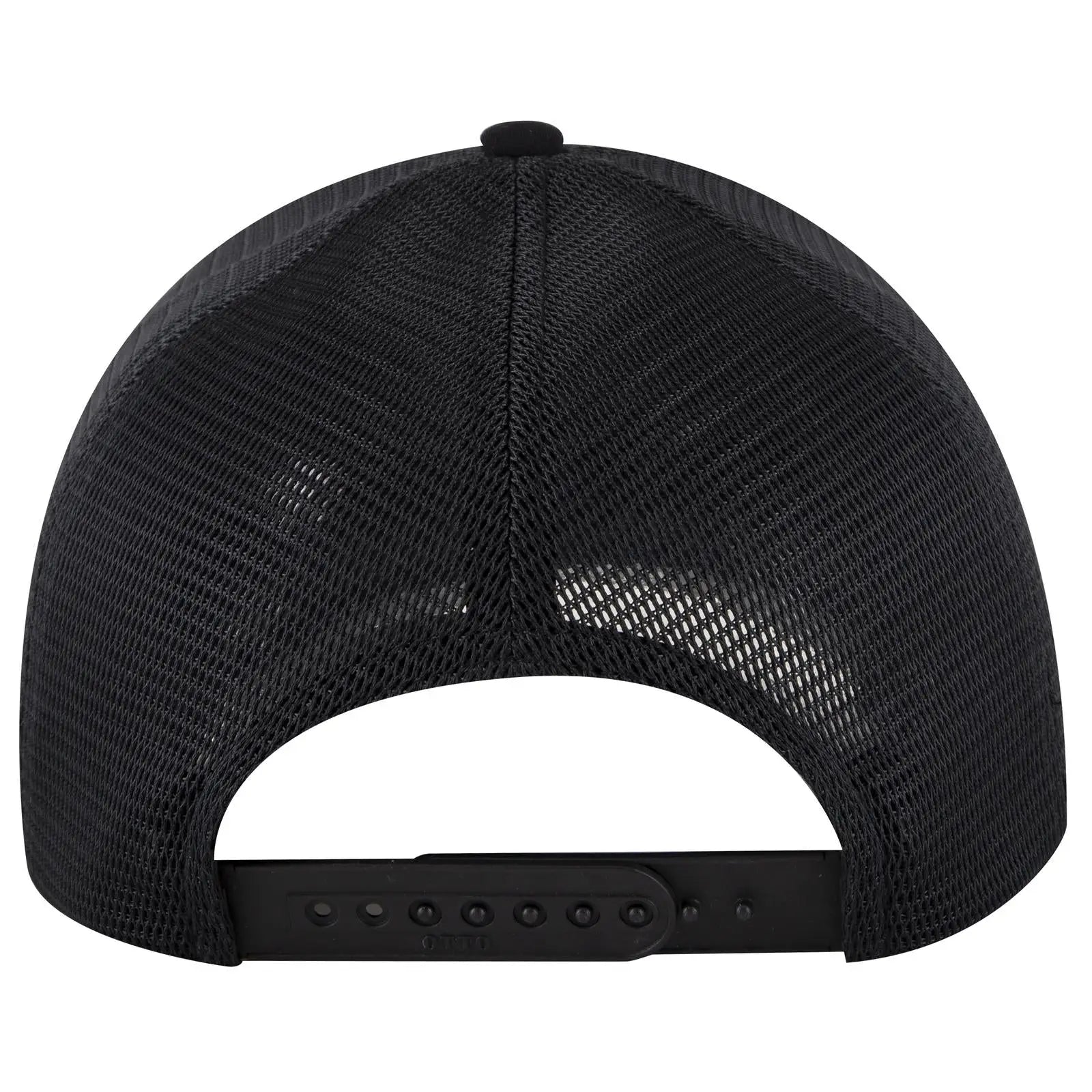 OTTO 83-2 ’OTTO Comfy Fit’ 6 Panel Low Profile Mesh Back Trucker Cap - Blk/Ch.Gry/Blk - Blk/Ch.Gry/Blk / 7 3/8’’ - 7