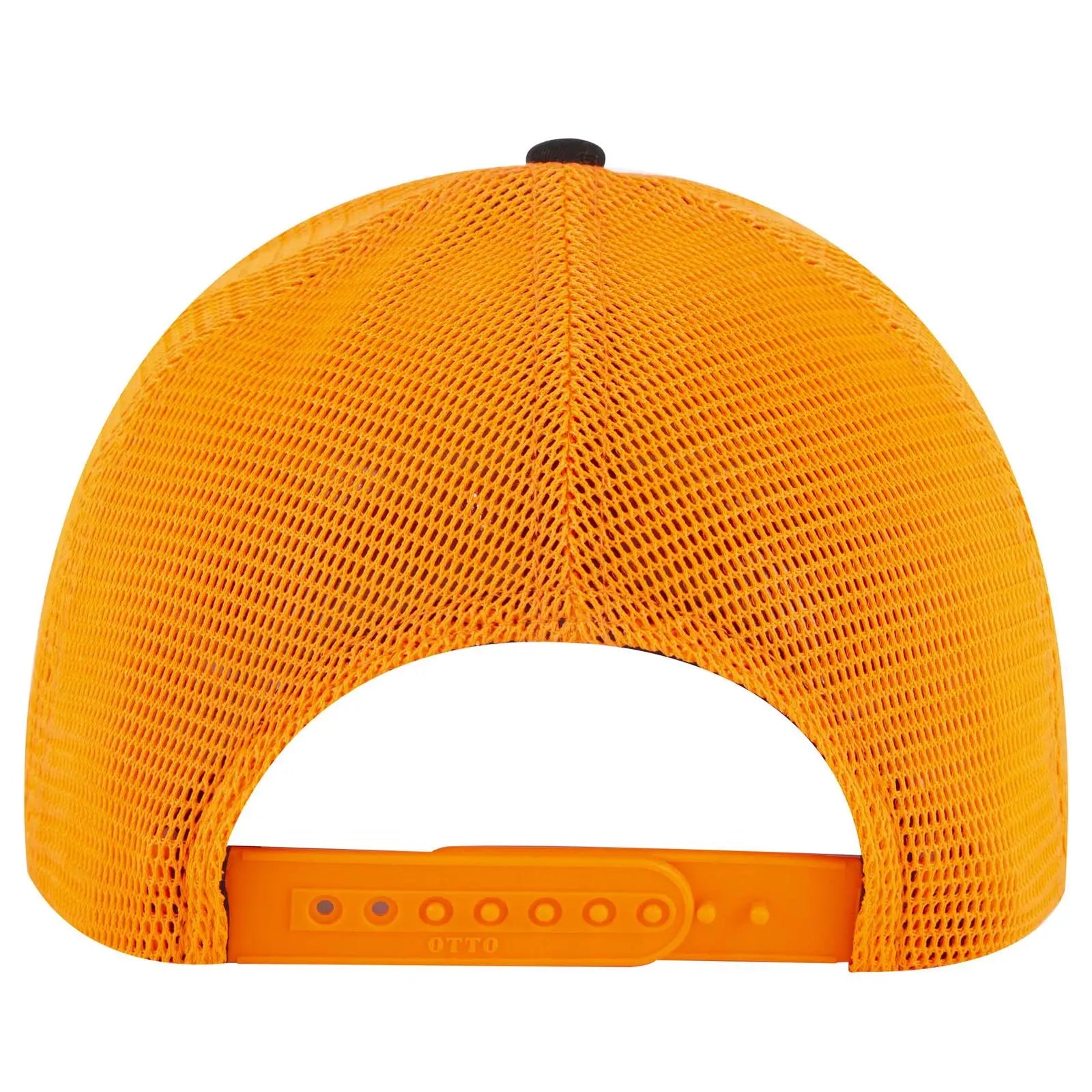 OTTO 83-2 ’OTTO Comfy Fit’ 6 Panel Low Profile Mesh Back Trucker Cap - Blk/Blk/N Org - Blk/Blk/N Org / 7 3/8’’ - 7 5/8’’