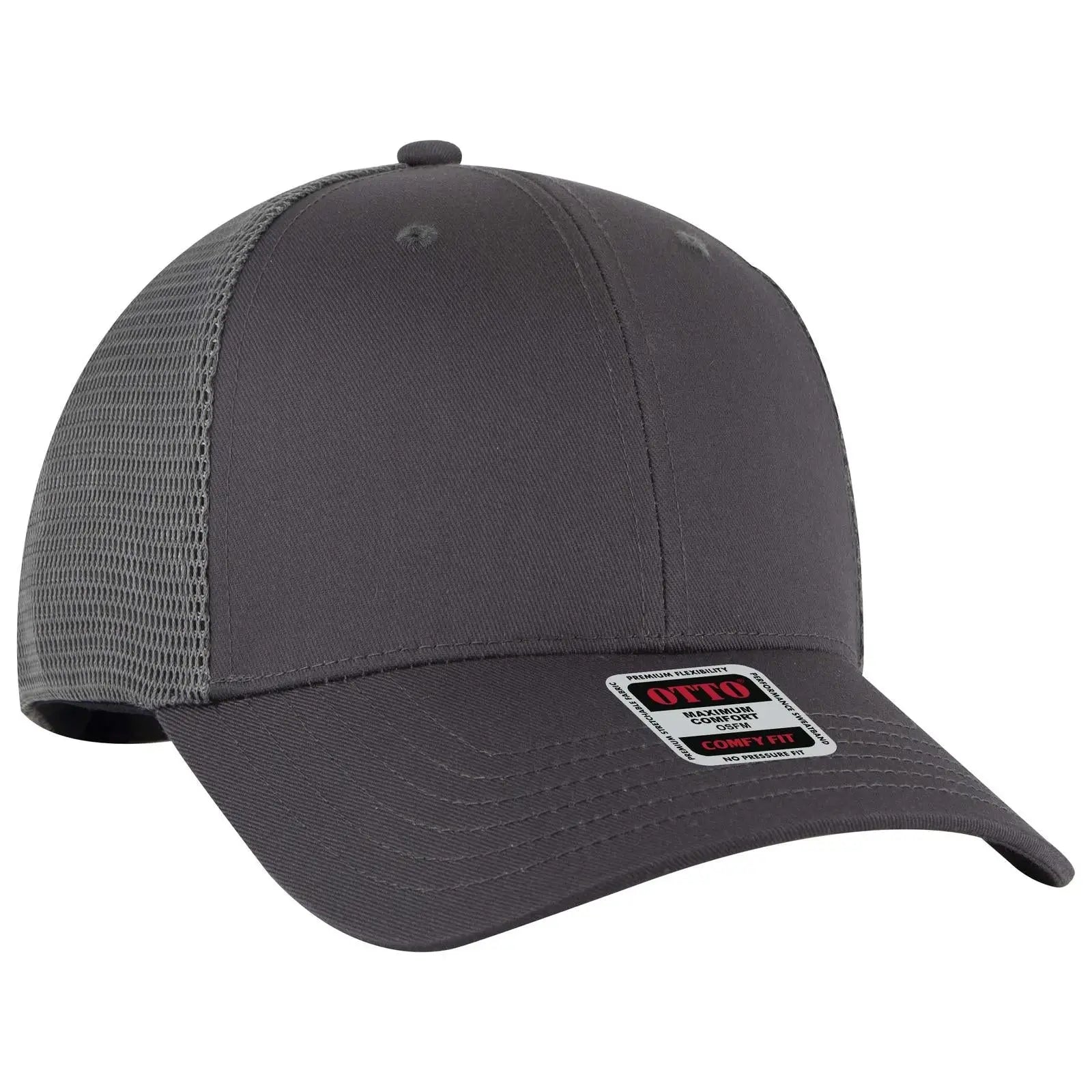 OTTO 83-2 ’OTTO Comfy Fit’ 6 Panel Low Profile Mesh Back Trucker Cap - Char. Gray - Char. Gray / 7 3/8’’ - 7 5/8’’