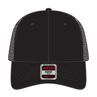 OTTO 83-2 ’OTTO Comfy Fit’ 6 Panel Low Profile Mesh Back Trucker Cap - Blk/Blk/N.Pnk - Blk/Blk/N.Pnk / 7 3/8’’ - 7 5/8’’