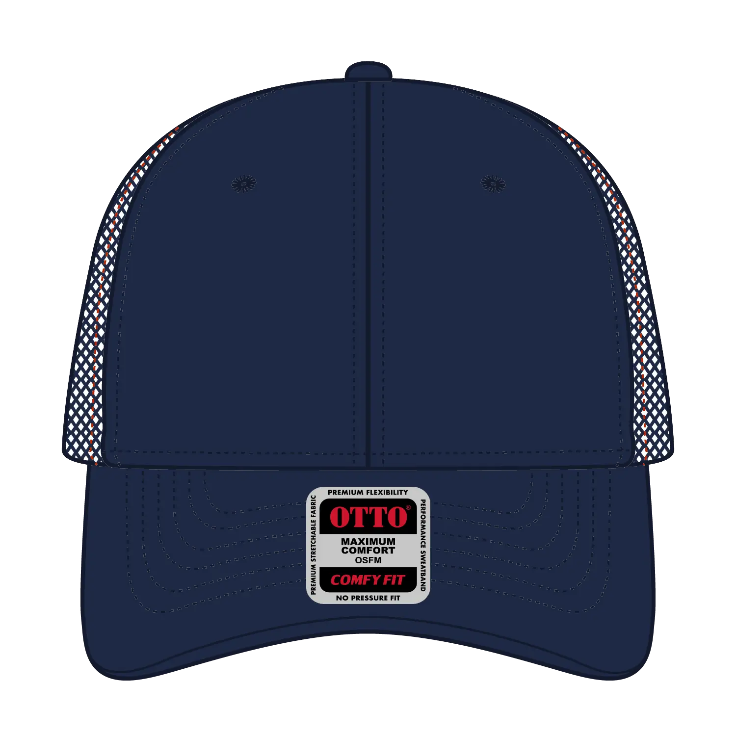 OTTO 83-2 ’OTTO Comfy Fit’ 6 Panel Low Profile Mesh Back Trucker Cap - Nvy/Nvy/Org - Nvy/Nvy/Org / 7 3/8’’ - 7 5/8’’